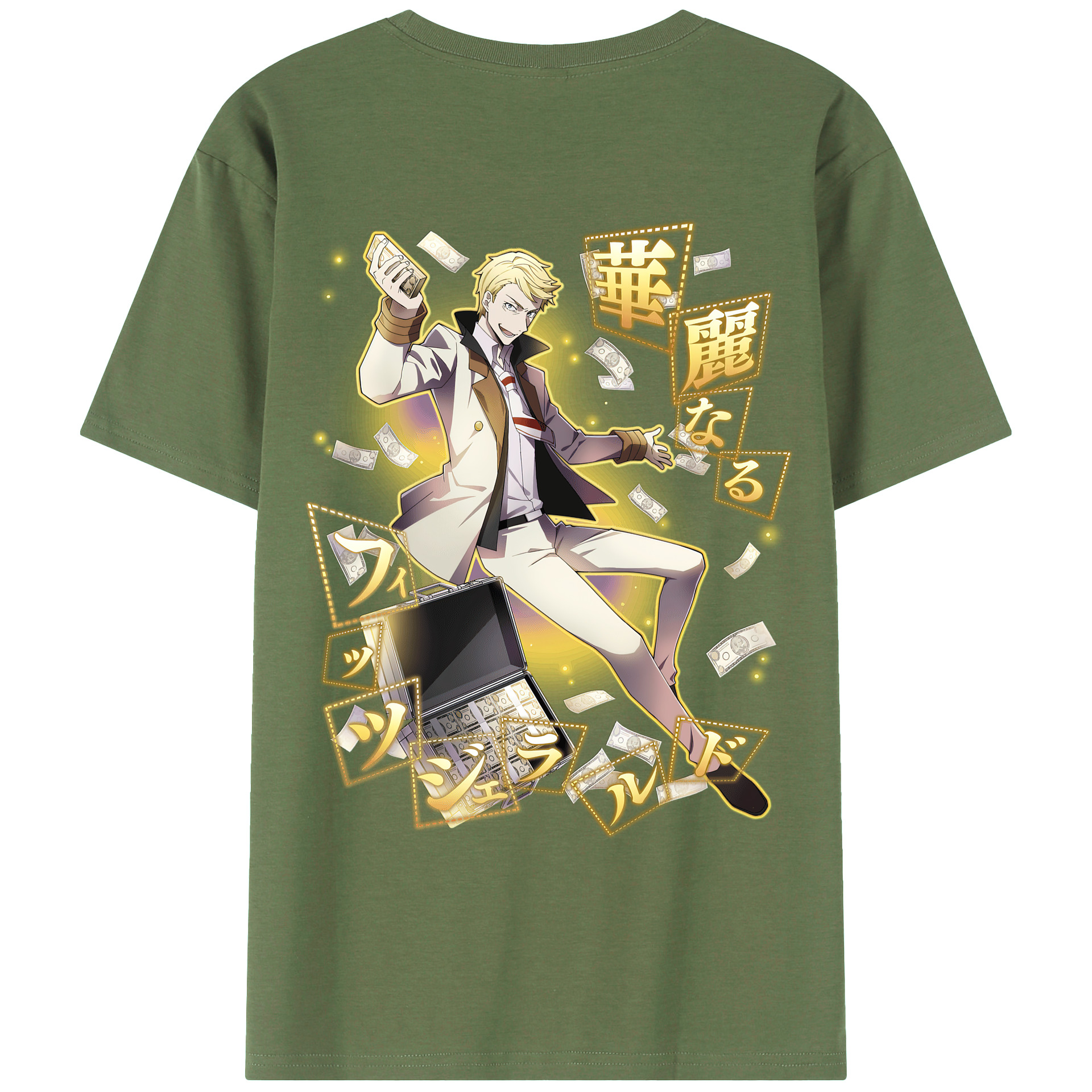 （画像用） 文豪ストレイドッグス Bungo Stray Dogs 綿100％ メンズ半袖Tシャツ（バックプリント） 通気性
